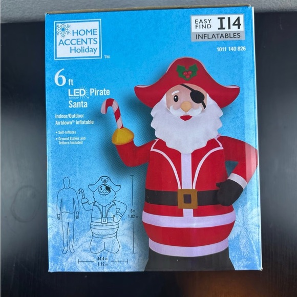 6ft Inflatable Pirate Santa Claus Decoration
